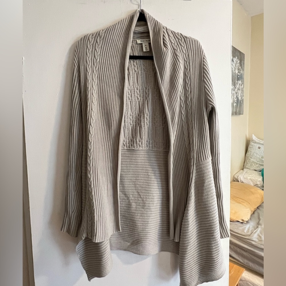 White House Black Market Long Gray Cardigan M